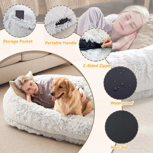 Cama Gigante para Humanos e Cães em Pelo Sintético